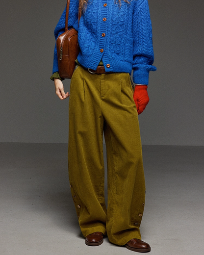 Corduroy Tack Wide Switching Wide Pants LG0011