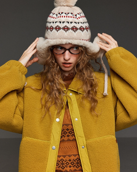 Yellow Fleece Button Jacket LG0013