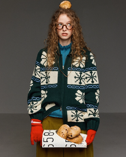 Double Zip Pattern Knit Jacket LG0014