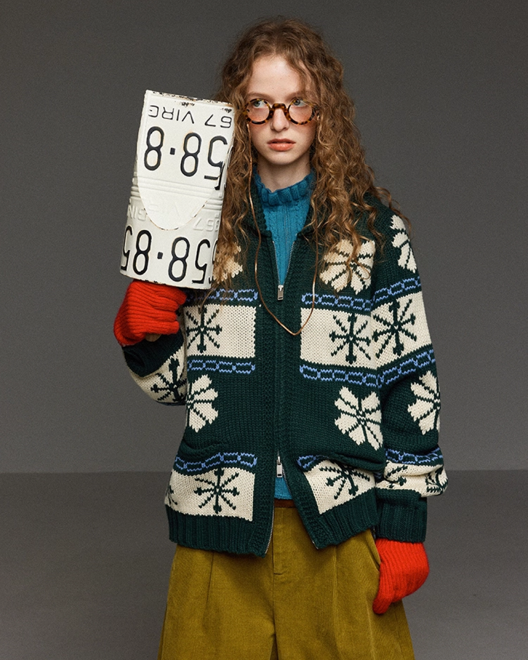 Double Zip Pattern Knit Jacket LG0014