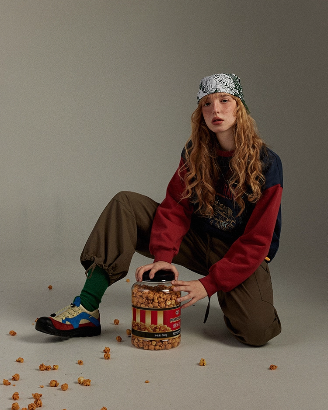 Bicolor Print Sweatshirt LG0016