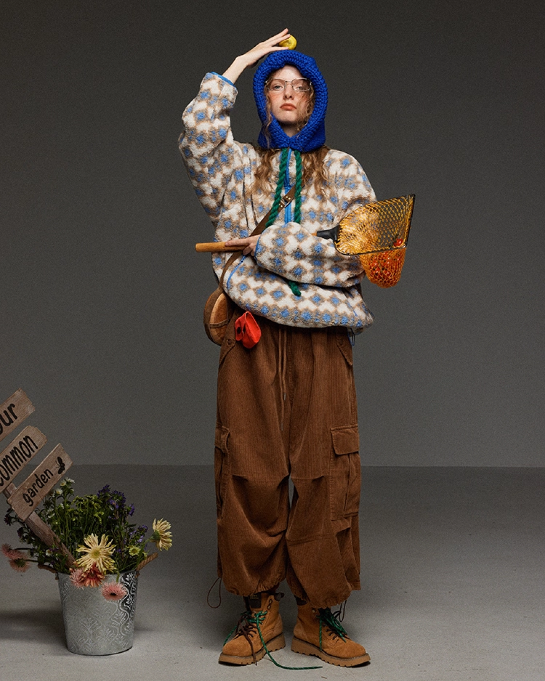 Argyle Pattern Wool Half Zip LG0017