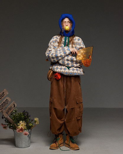 Argyle Pattern Wool Half Zip LG0017