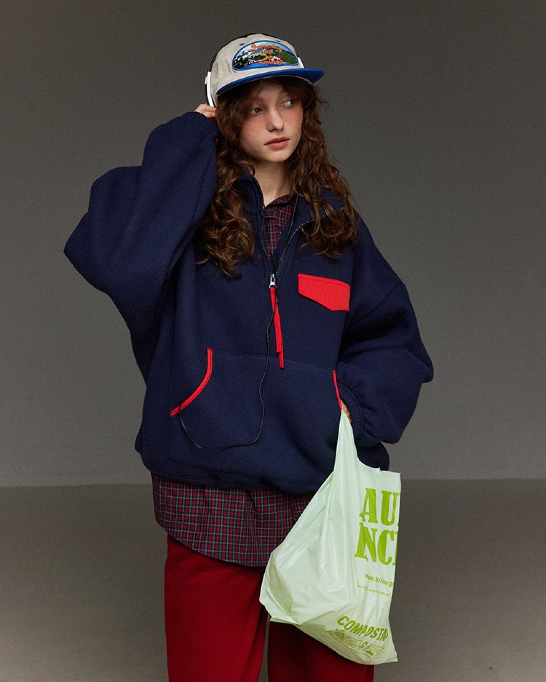 Retro Bocolor Half Zip Fleece LG0018