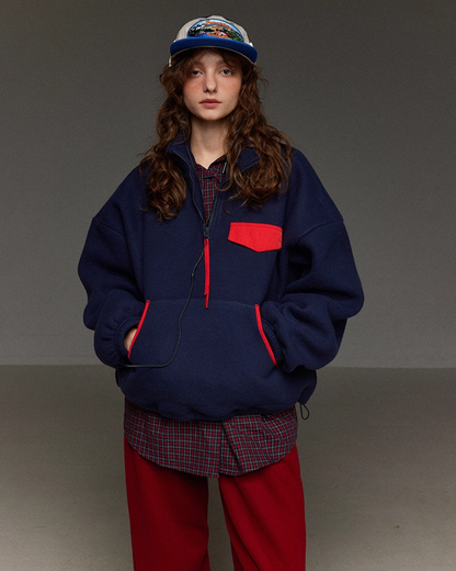 Retro Bocolor Half Zip Fleece LG0018