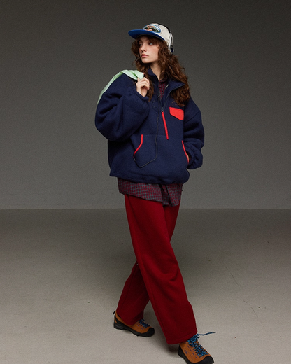 Retro Bocolor Half Zip Fleece LG0018