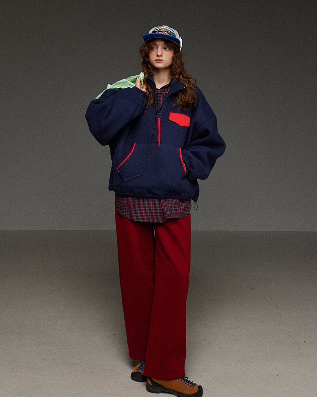 Retro Bocolor Half Zip Fleece LG0018