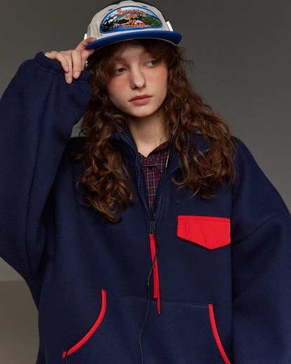 Retro Bocolor Half Zip Fleece LG0018