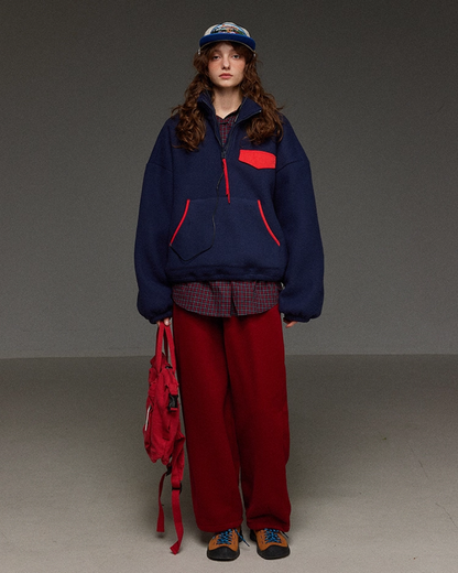 Retro Bocolor Half Zip Fleece LG0018