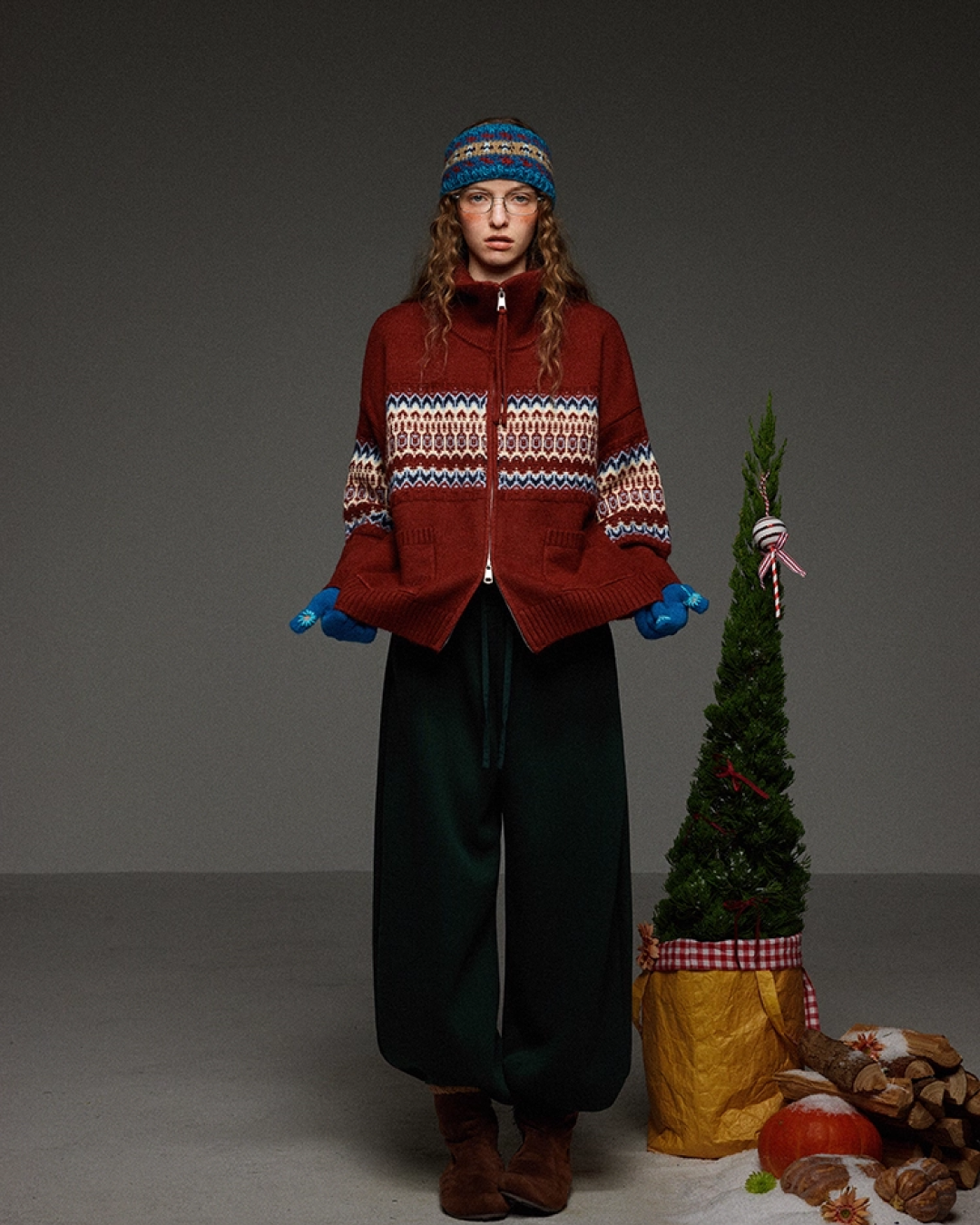 Pattern Double-zip Knit LG0019