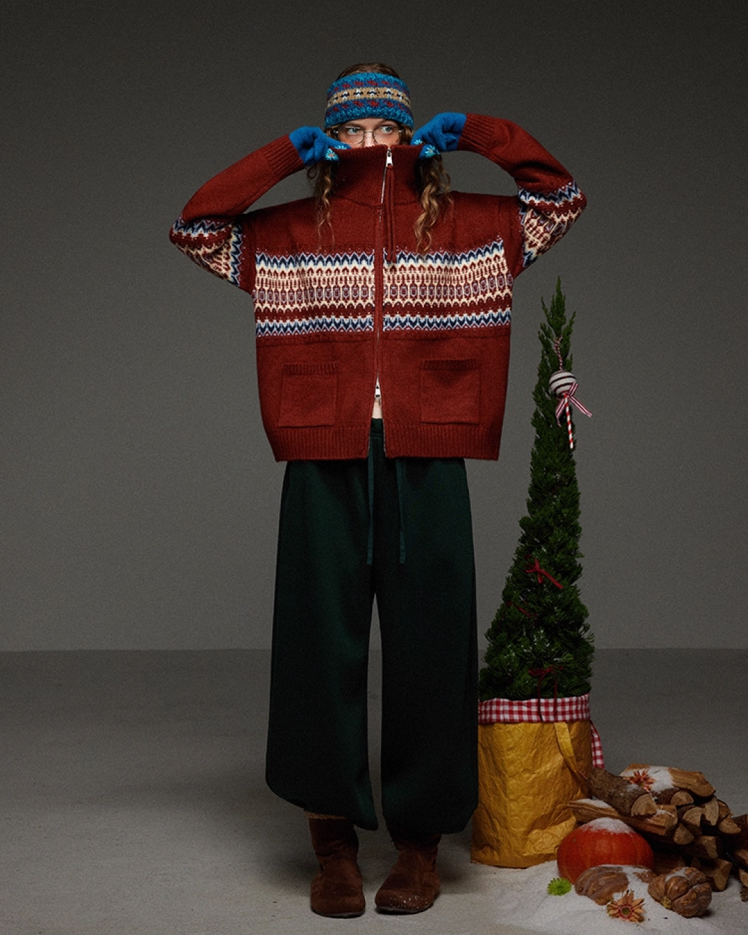 Pattern Double-zip Knit LG0019