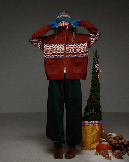 Pattern Double-zip Knit LG0019