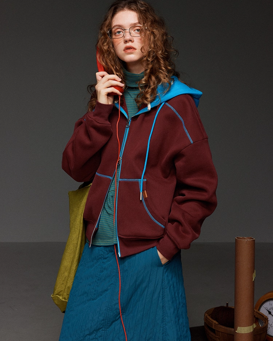 Retro Bocolor Zip Hoodie LG0022