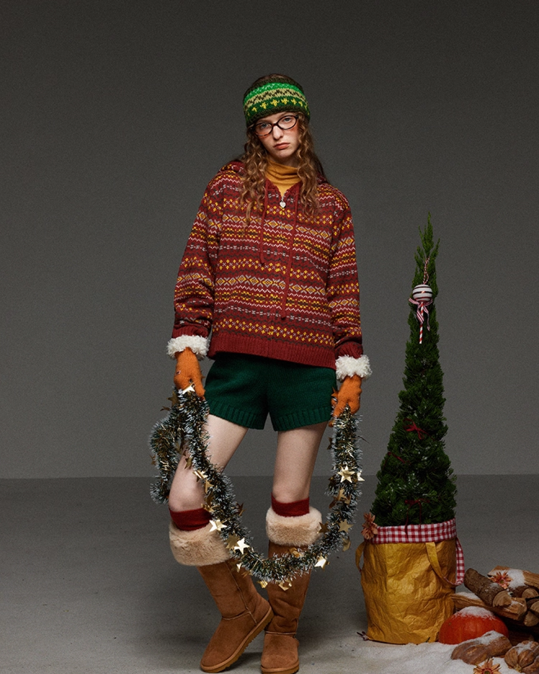 Pattern Knit Zip Hoodie LG0025