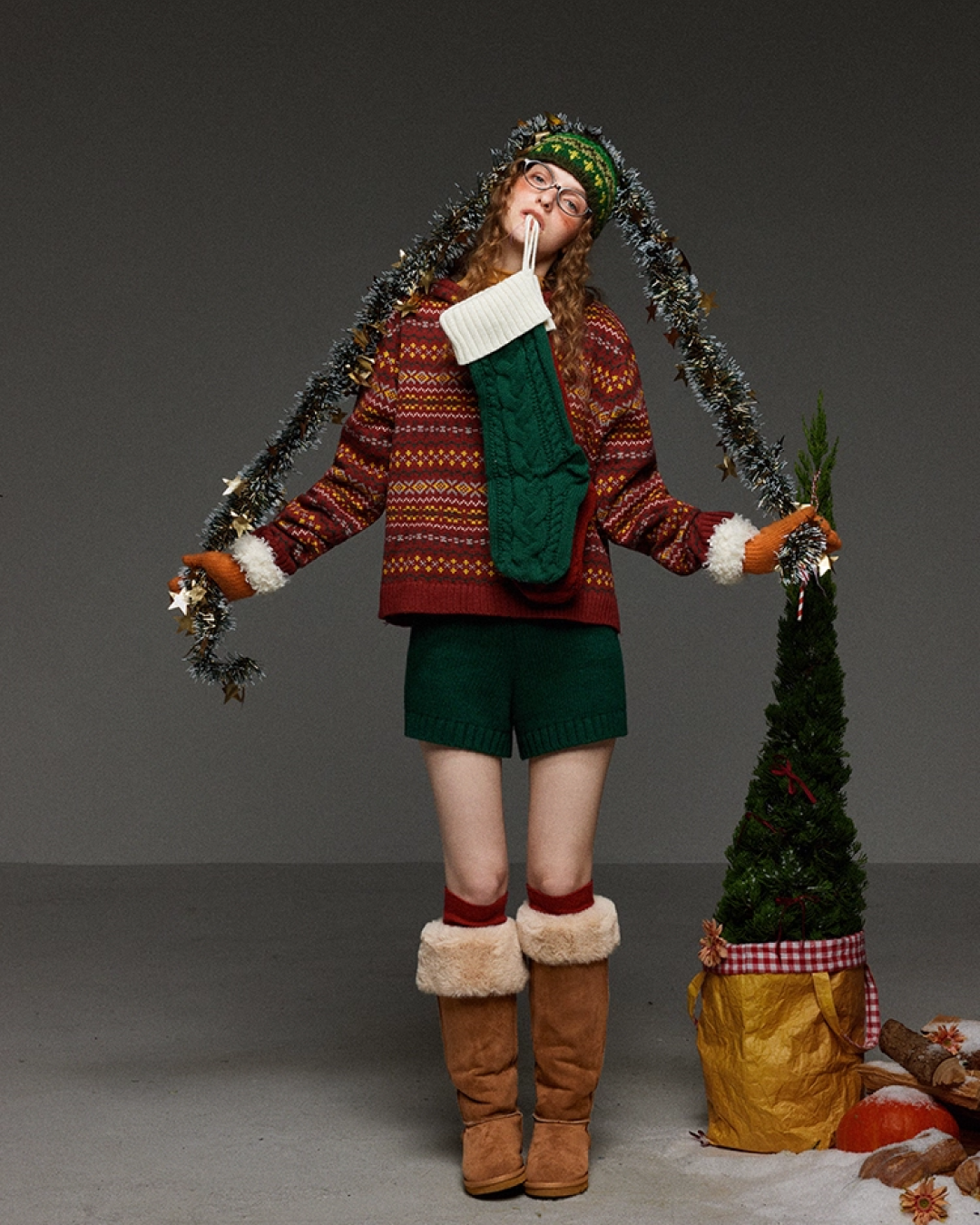 Pattern Knit Zip Hoodie LG0025