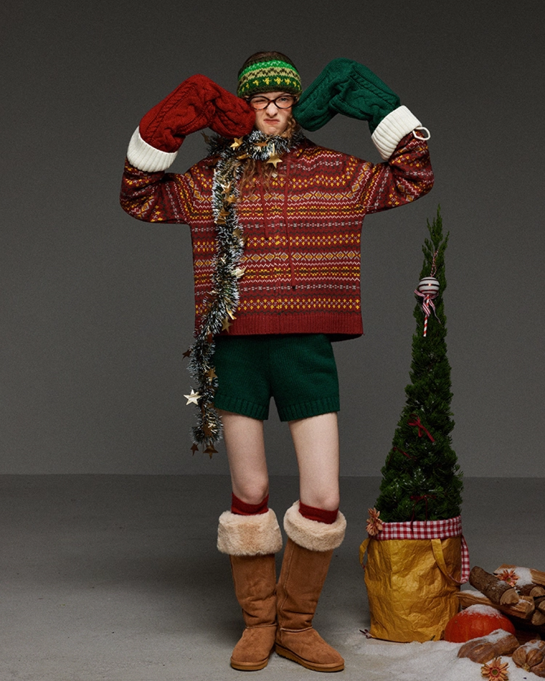 Pattern Knit Zip Hoodie LG0025