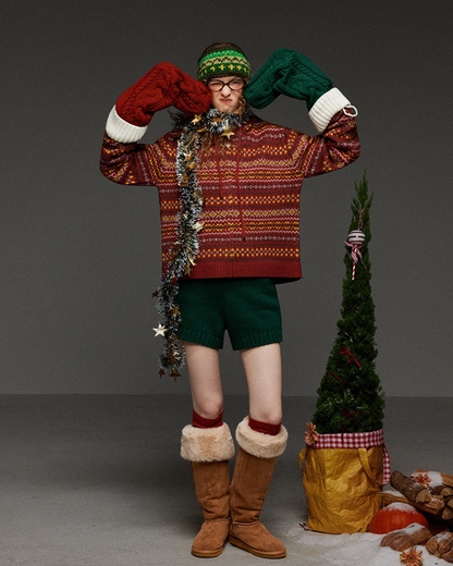 Pattern Knit Zip Hoodie LG0025