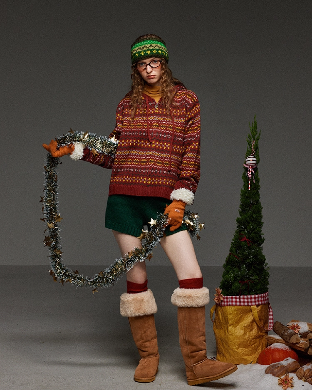 Pattern Knit Zip Hoodie LG0025