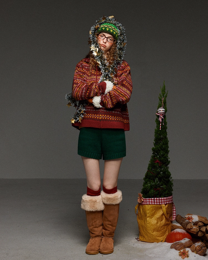 Pattern Knit Zip Hoodie LG0025