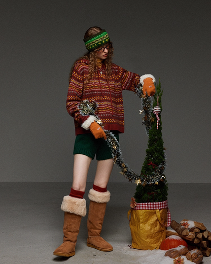 Pattern Knit Zip Hoodie LG0025