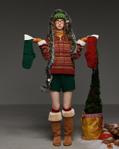 Pattern Knit Zip Hoodie LG0025