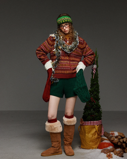 Pattern Knit Zip Hoodie LG0025