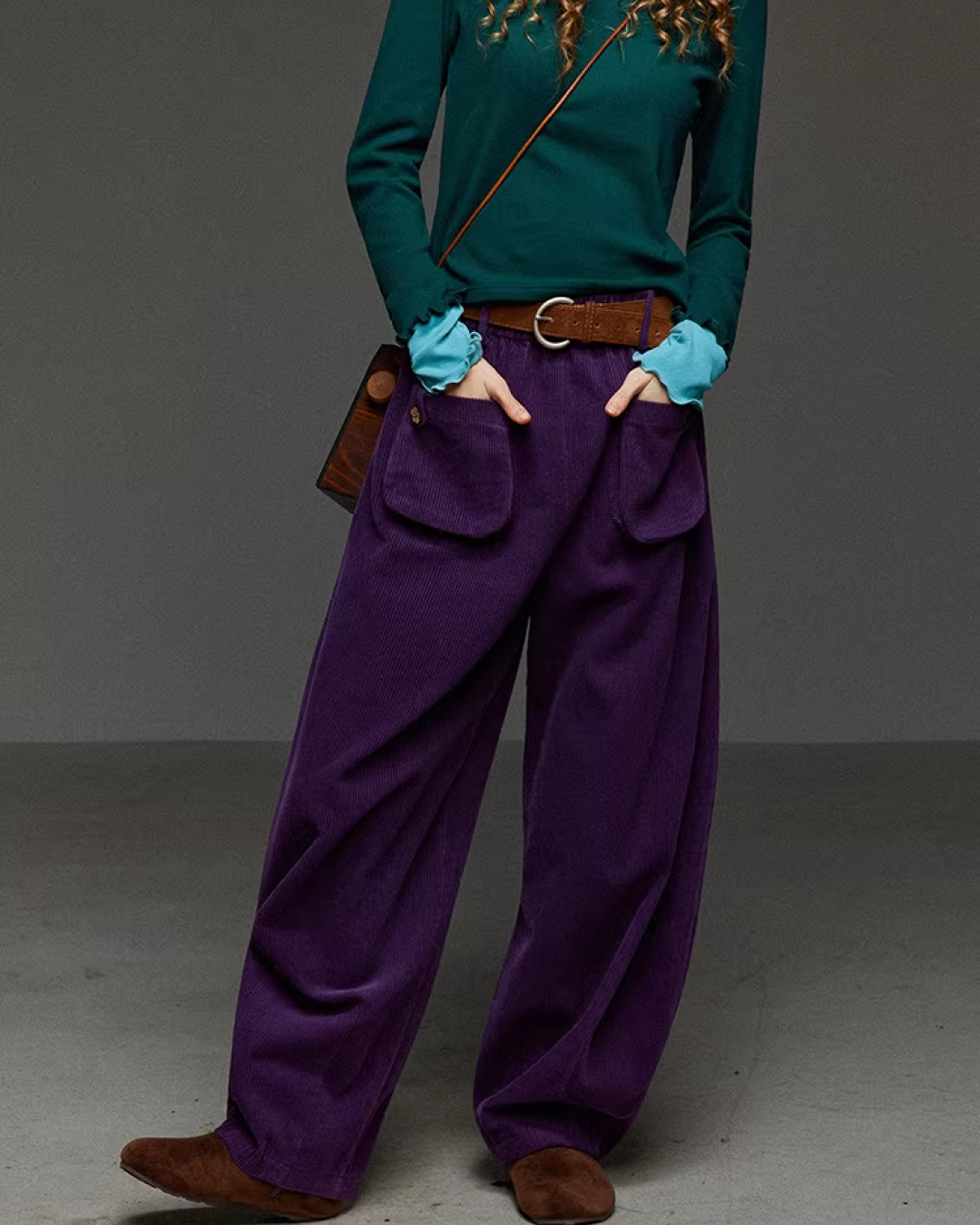 Purple Corduroy Balloon Pants LG0031