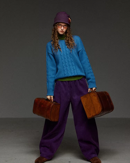 Purple Corduroy Balloon Pants LG0031