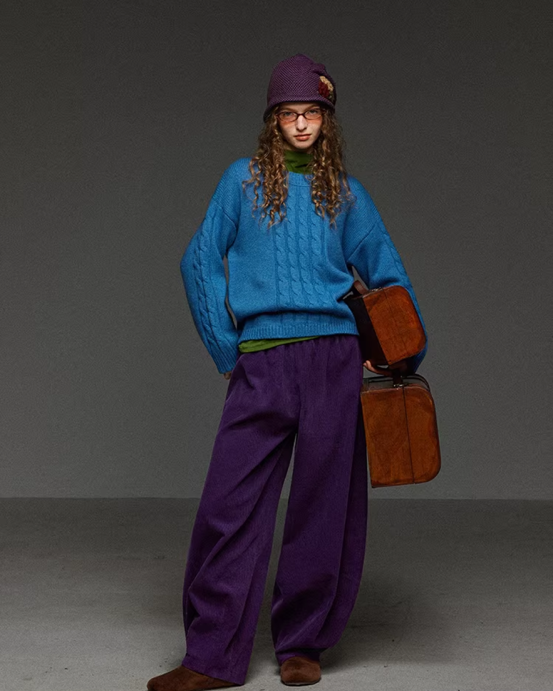 Purple Corduroy Balloon Pants LG0031