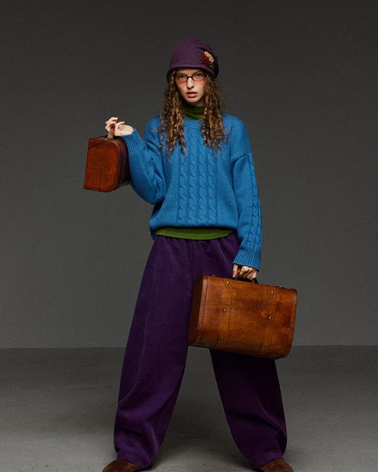 Purple Corduroy Balloon Pants LG0031