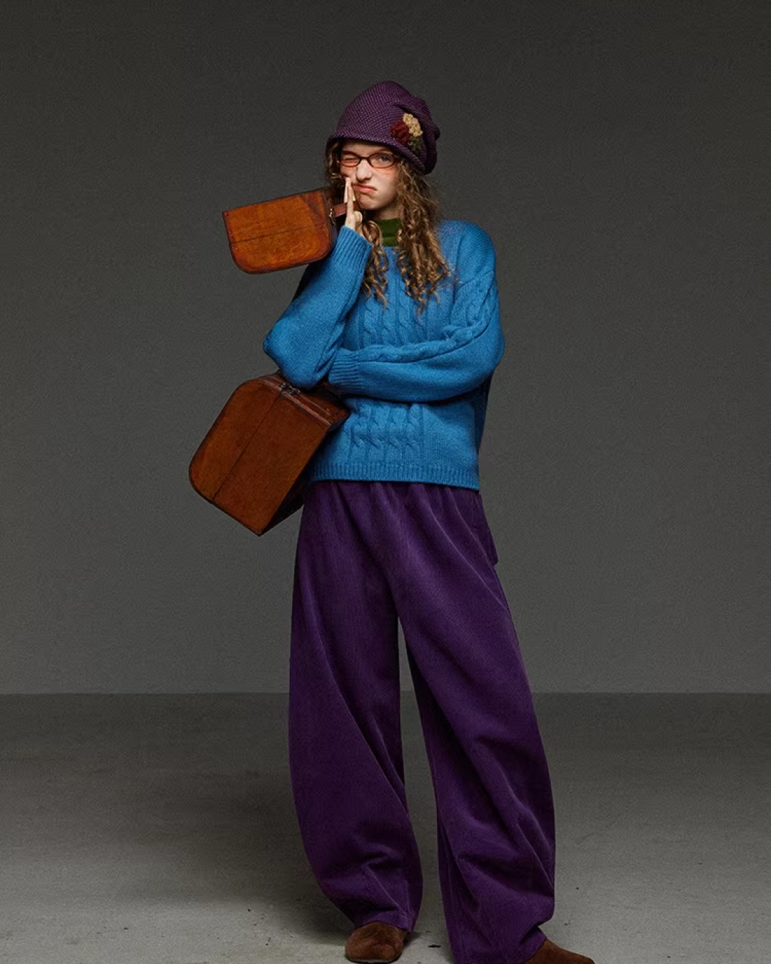 Purple Corduroy Balloon Pants LG0031