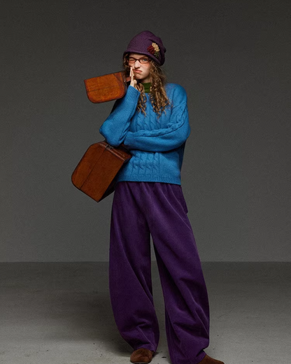 Purple Corduroy Balloon Pants LG0031