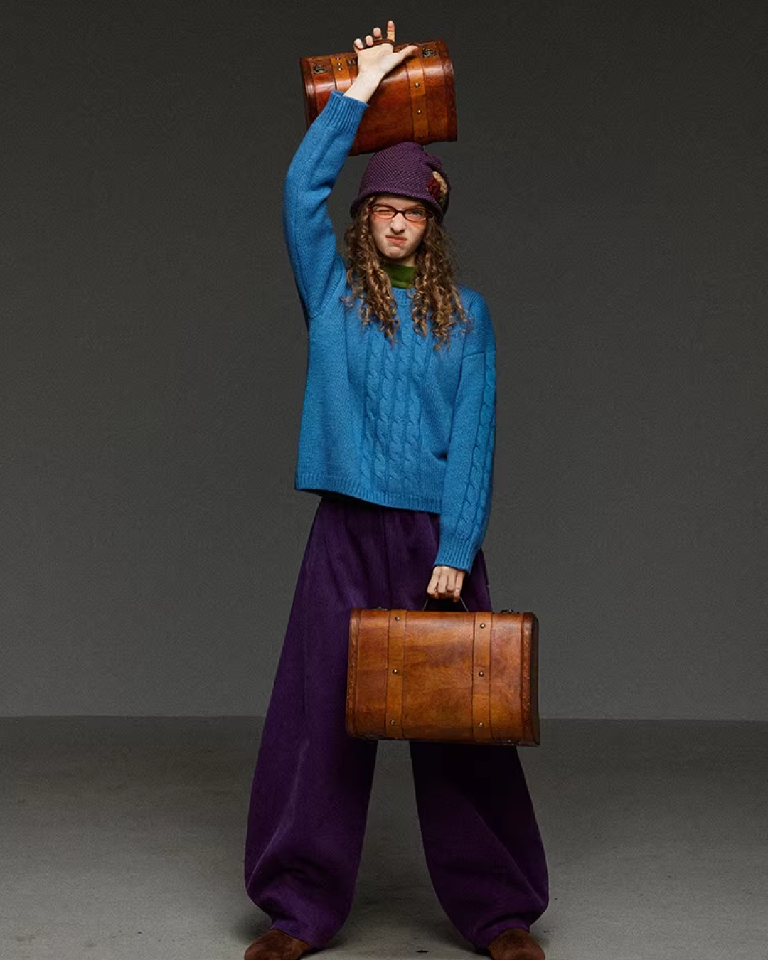 Purple Corduroy Balloon Pants LG0031