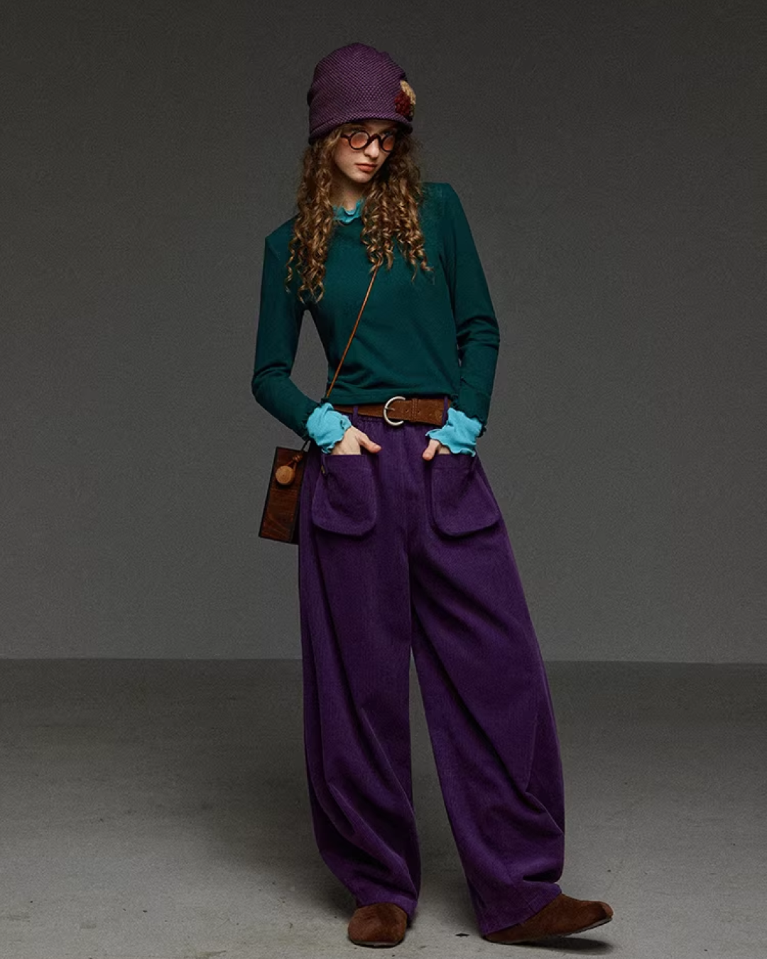 Purple Corduroy Balloon Pants LG0031