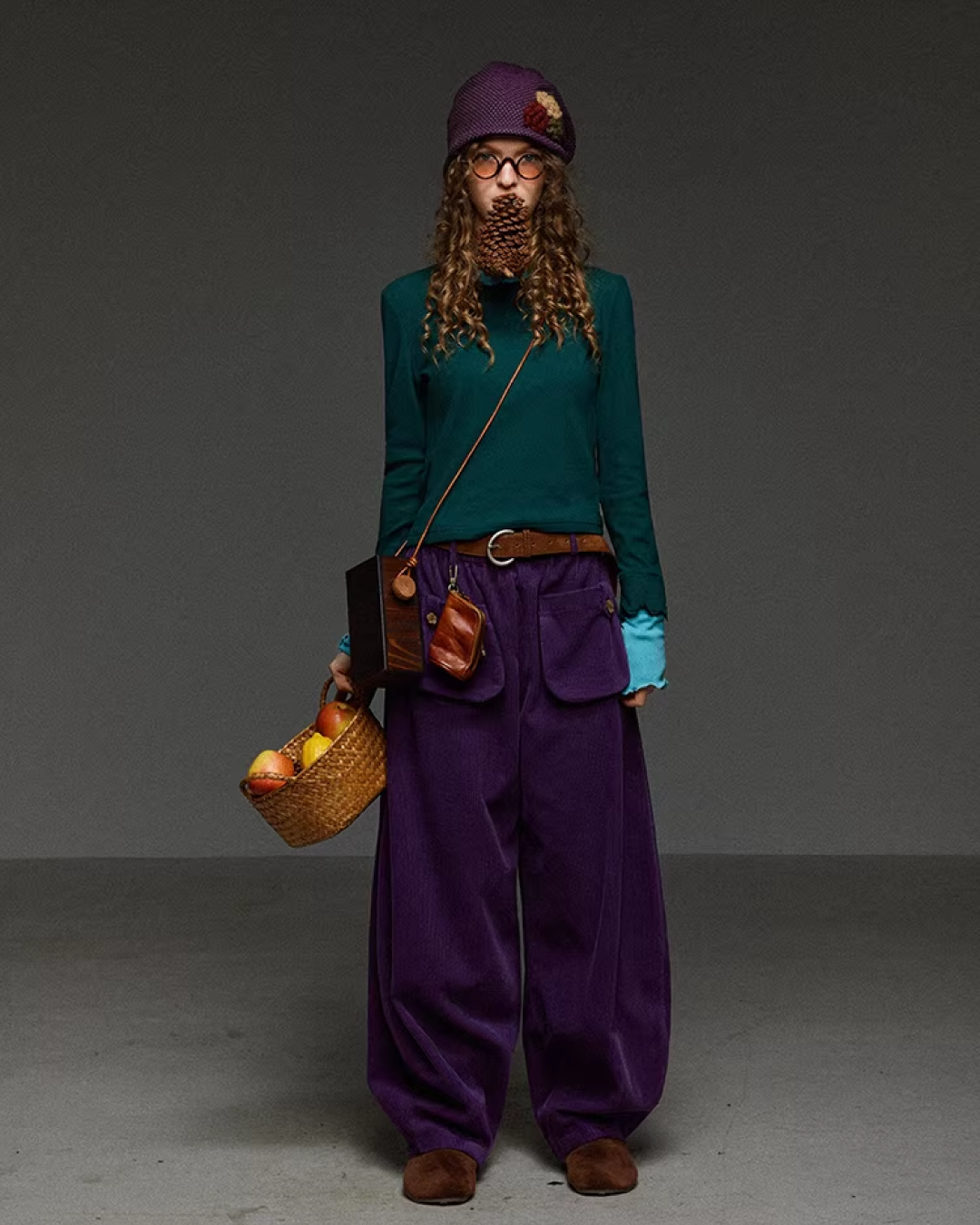 Purple Corduroy Balloon Pants LG0031