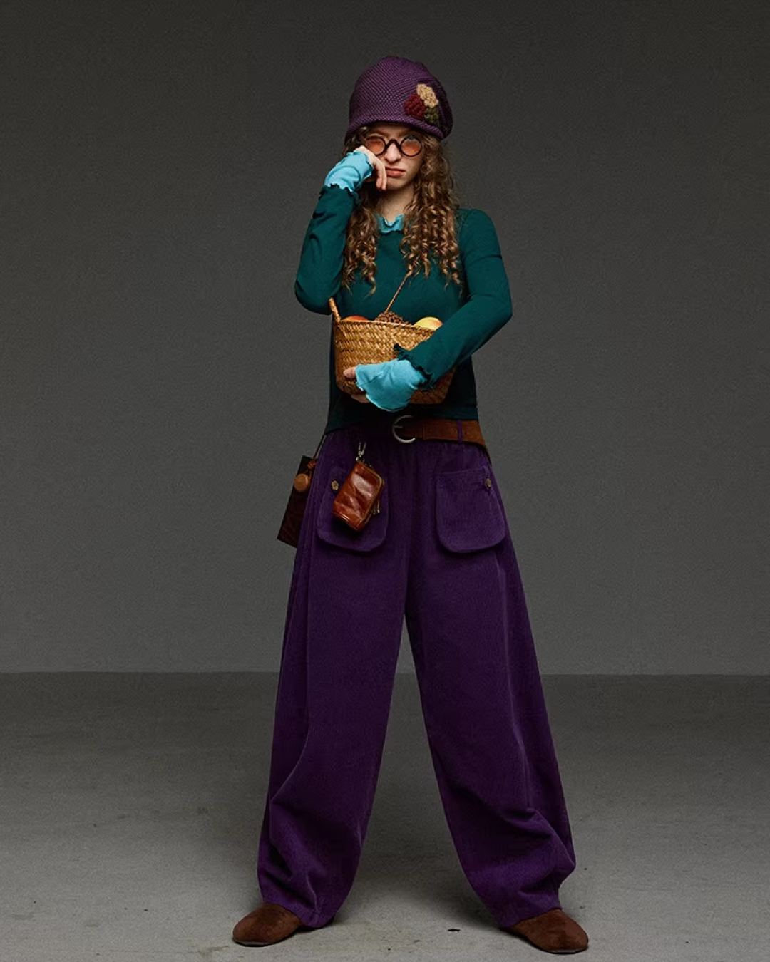 Purple Corduroy Balloon Pants LG0031