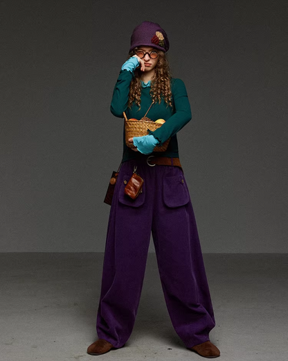 Purple Corduroy Balloon Pants LG0031