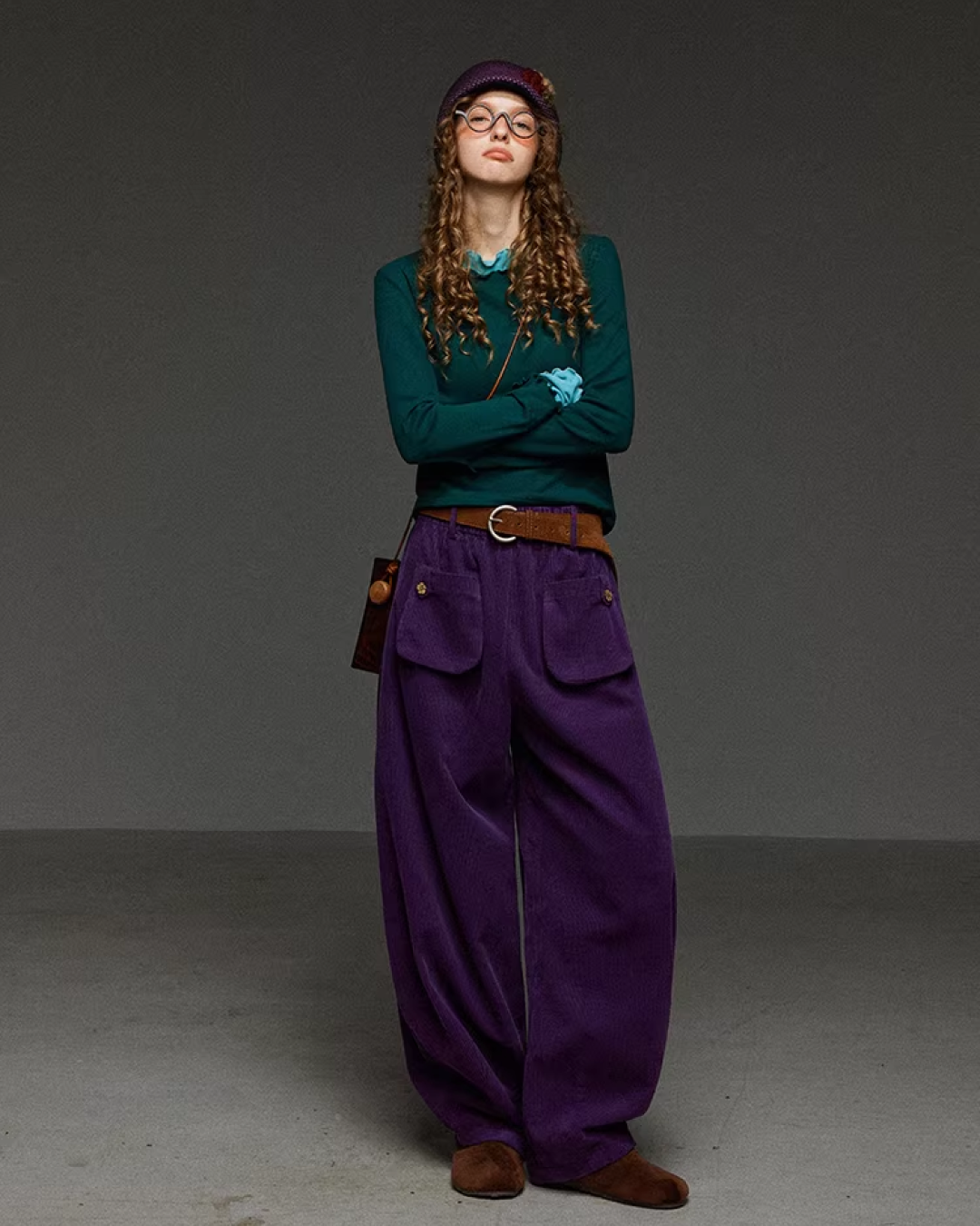 Purple Corduroy Balloon Pants LG0031