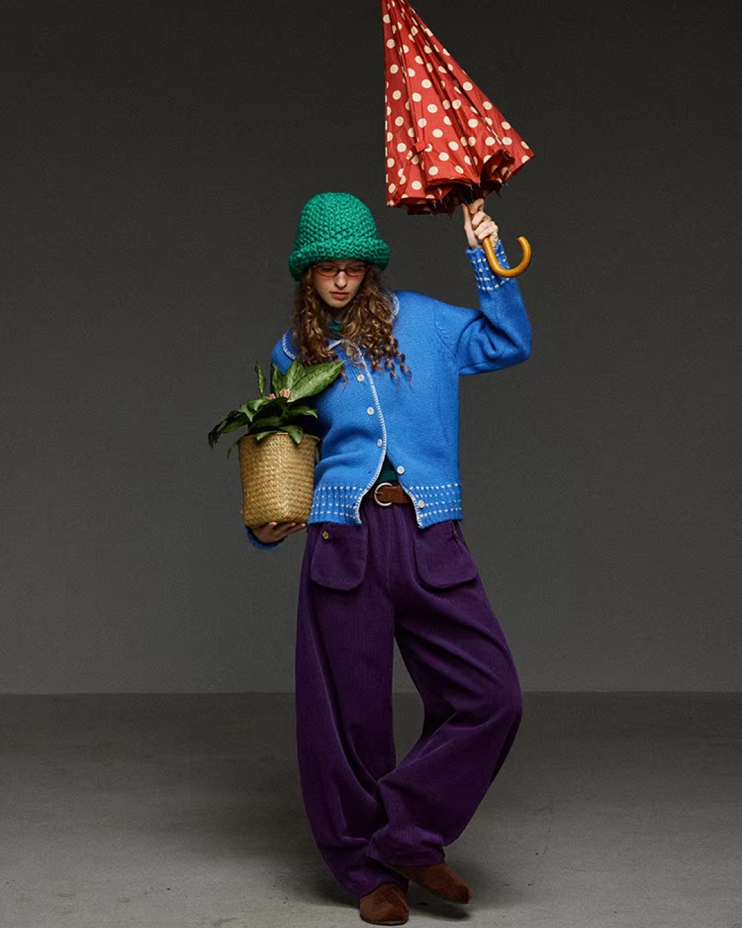 Purple Corduroy Balloon Pants LG0031