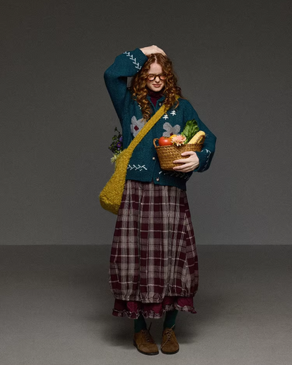 Retro Flower Pattern Knit Shirt LG0036