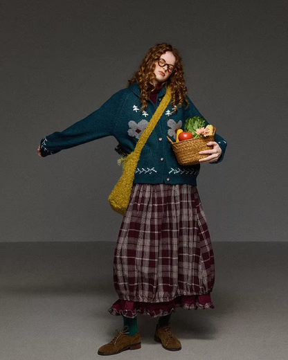 Retro Flower Pattern Knit Shirt LG0036