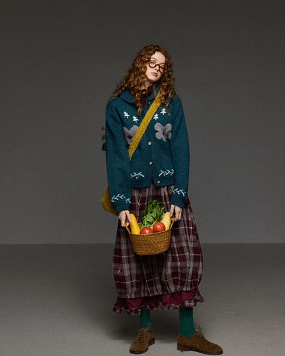 Retro Flower Pattern Knit Shirt LG0036