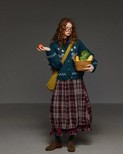 Retro Flower Pattern Knit Shirt LG0036