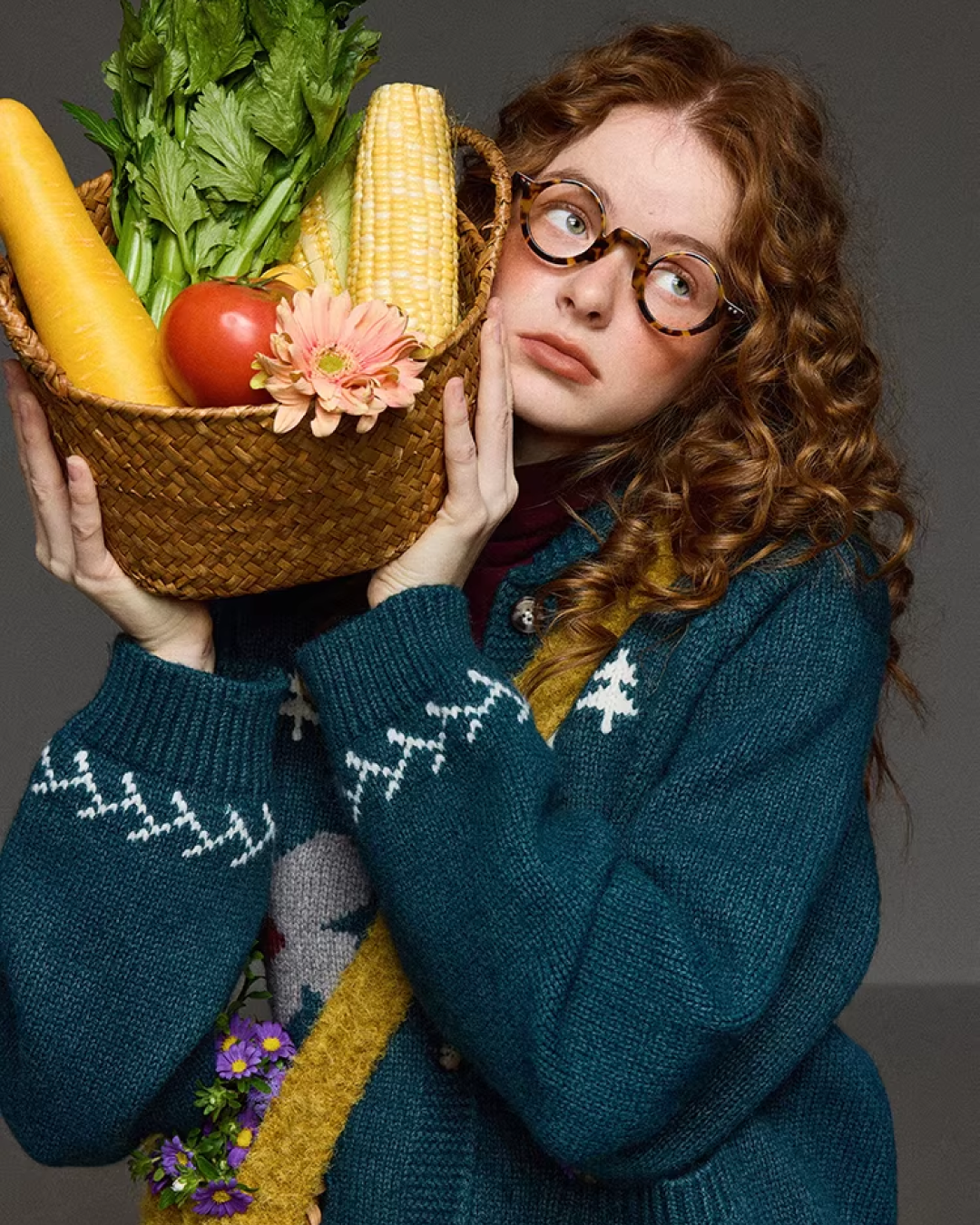 Retro Flower Pattern Knit Shirt LG0036