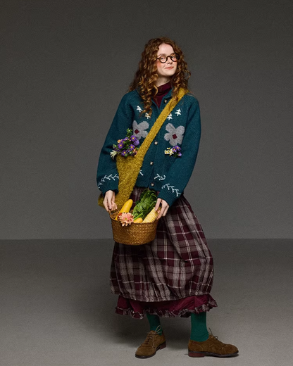 Retro Flower Pattern Knit Shirt LG0036