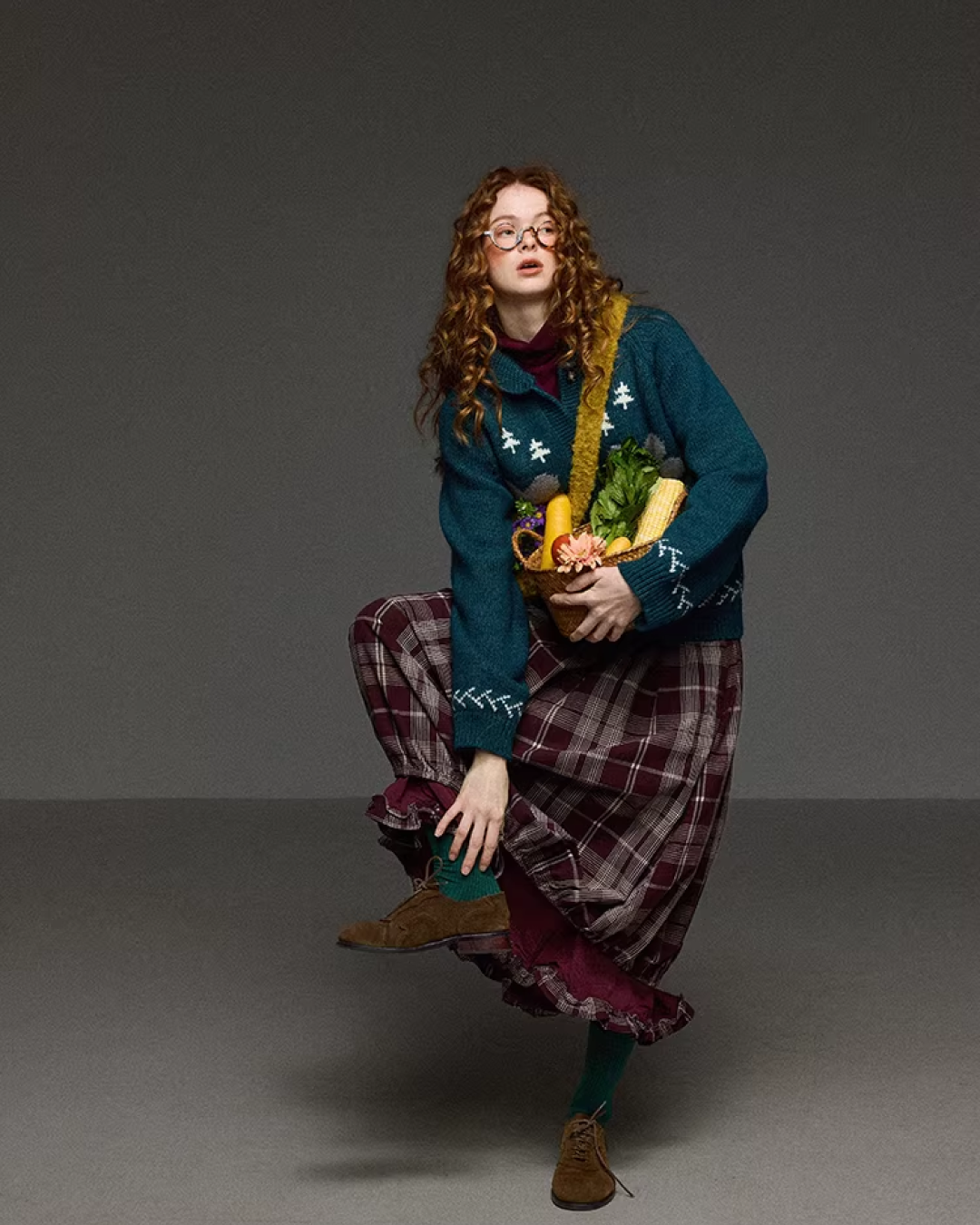 Retro Flower Pattern Knit Shirt LG0036