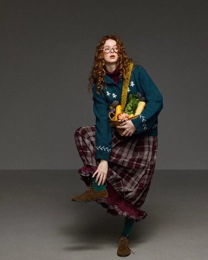 Retro Flower Pattern Knit Shirt LG0036