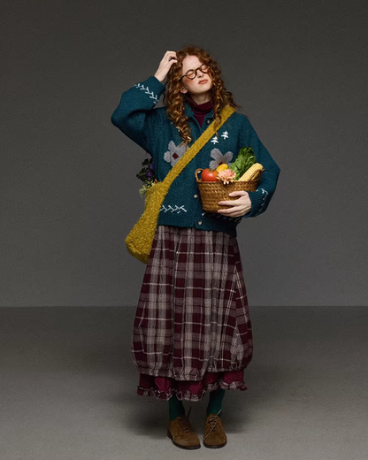 Retro Flower Pattern Knit Shirt LG0036