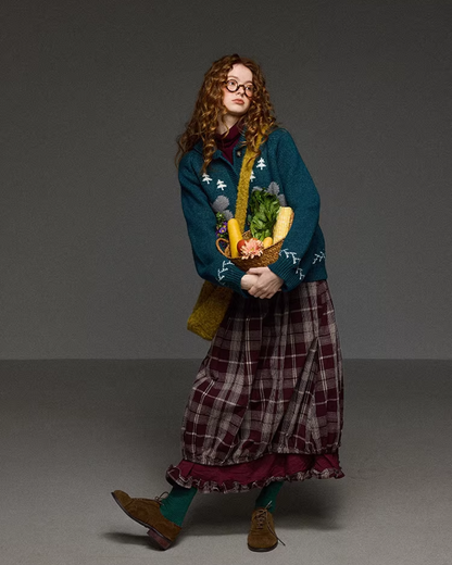 Retro Flower Pattern Knit Shirt LG0036