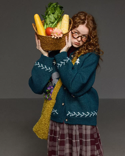 Retro Flower Pattern Knit Shirt LG0036